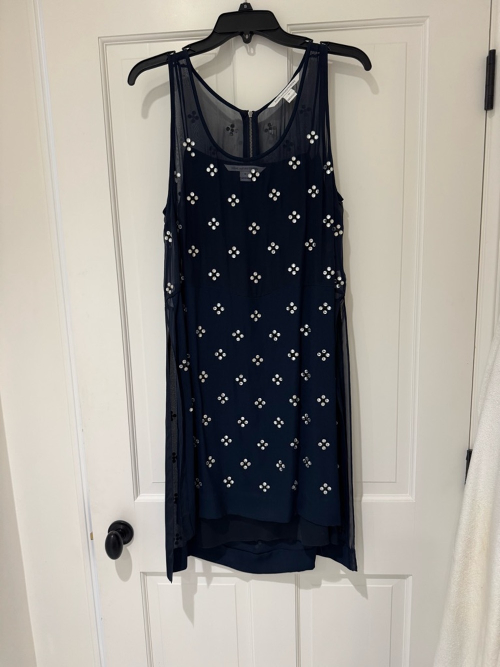Diane Von Furstenberg Navy dress with metallic embellishment